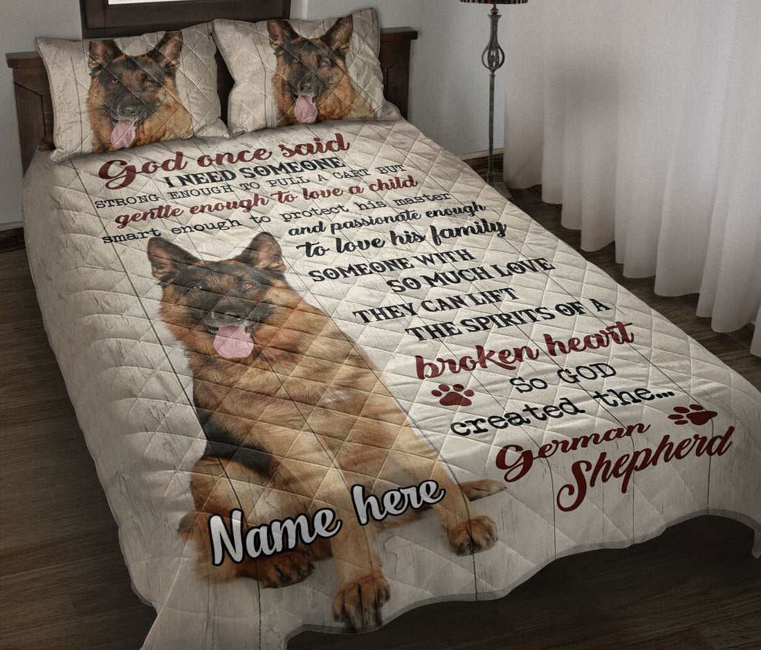 Ohaprints-Quilt-Bed-Set-Pillowcase-German-Shepherd-God-Once-Said-Animal-Pet-Dog-Lover-Custom-Personalized-Name-Blanket-Bedspread-Bedding-19-Throw (55'' x 60'')