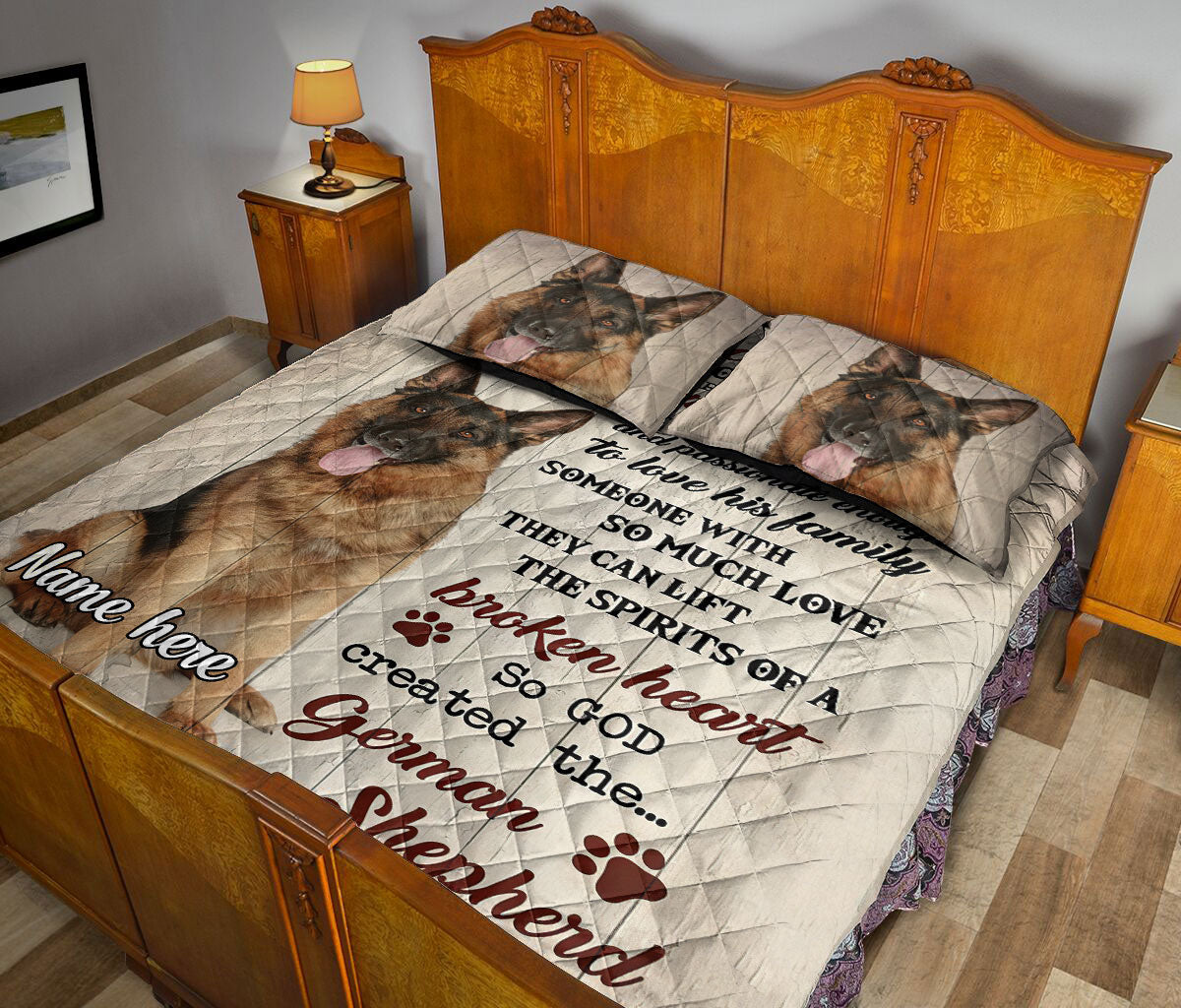 Ohaprints-Quilt-Bed-Set-Pillowcase-German-Shepherd-God-Once-Said-Animal-Pet-Dog-Lover-Custom-Personalized-Name-Blanket-Bedspread-Bedding-19-Queen (80'' x 90'')