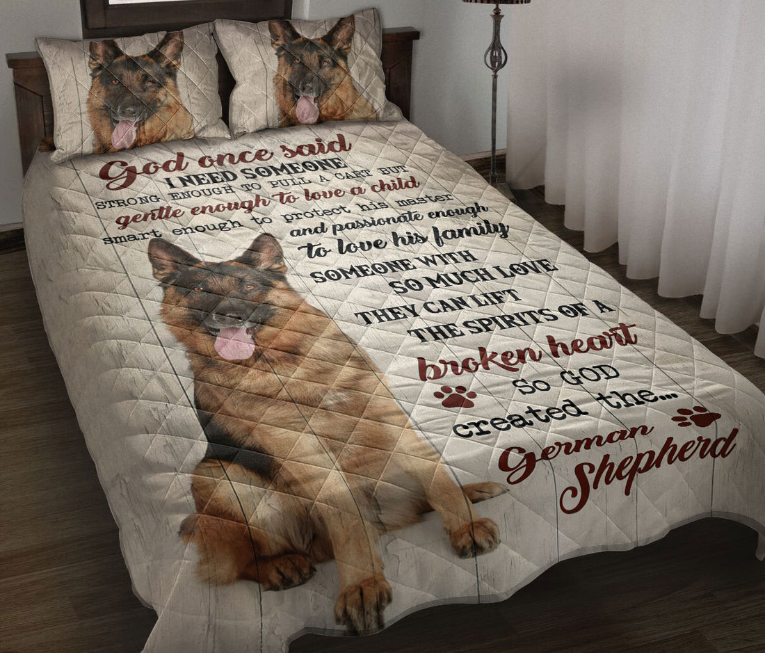 Ohaprints-Quilt-Bed-Set-Pillowcase-German-Shepherd-God-Once-Said-Animal-Pet-Dog-Lover-Vintage-Brown-Blanket-Bedspread-Bedding-868-Throw (55'' x 60'')