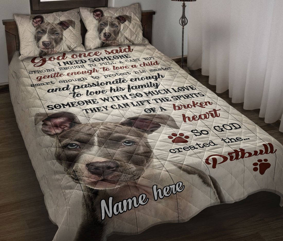 Ohaprints-Quilt-Bed-Set-Pillowcase-Pitbull-God-Once-Said-Animal-Pet-Dog-Lover-Custom-Personalized-Name-Blanket-Bedspread-Bedding-499-Throw (55'' x 60'')