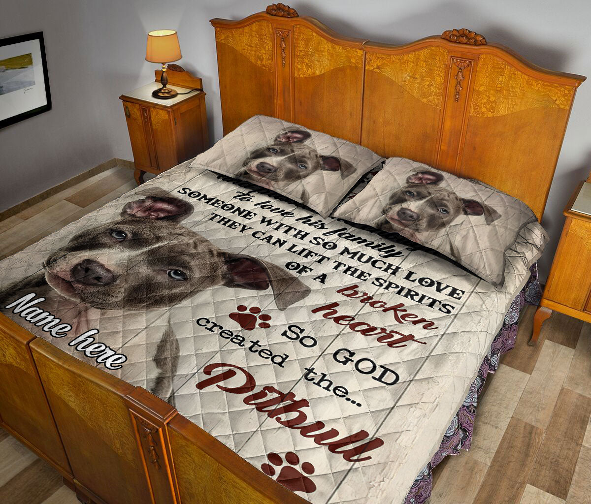 Ohaprints-Quilt-Bed-Set-Pillowcase-Pitbull-God-Once-Said-Animal-Pet-Dog-Lover-Custom-Personalized-Name-Blanket-Bedspread-Bedding-499-Queen (80'' x 90'')