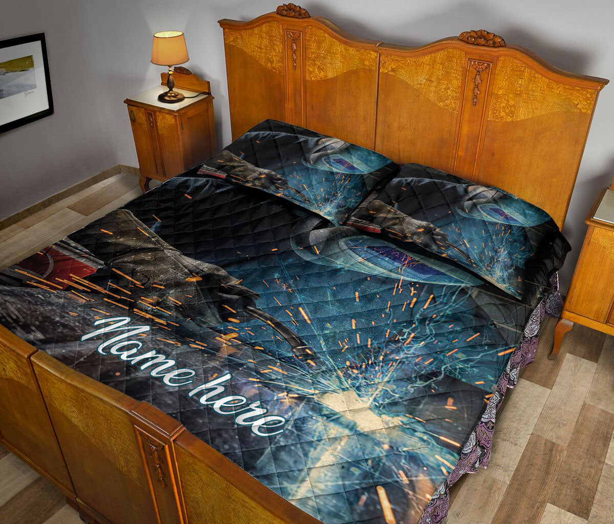 Ohaprints-Quilt-Bed-Set-Pillowcase-Gift-For-Welder-Unique-Gift-Idea-For-Him-Welding-Custom-Personalized-Name-Blanket-Bedspread-Bedding-2034-Queen (80'' x 90'')