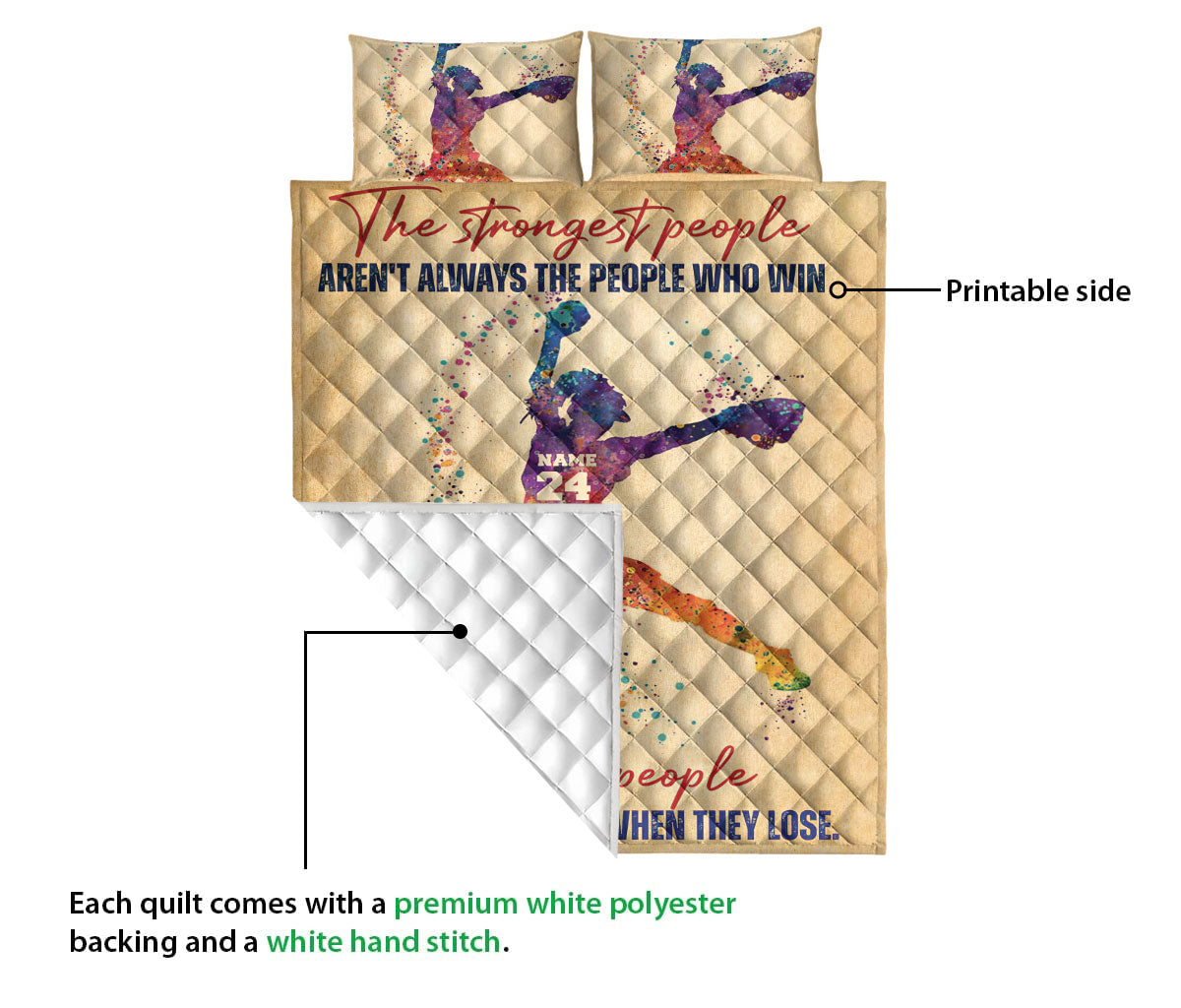 Ohaprints-Quilt-Bed-Set-Pillowcase-Softball-Girl-Princess-Pitcher-Watercolor-Idea-Custom-Personalized-Name-Number-Blanket-Bedspread-Bedding-3091-Queen (80'' x 90'')