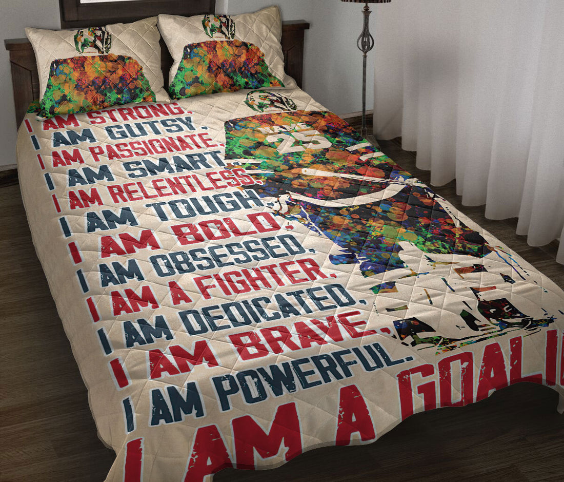 Ohaprints-Quilt-Bed-Set-Pillowcase-Hockey-Goalie-Boy-Player-Fan-Idea-Watercolor-Custom-Personalized-Name-Number-Blanket-Bedspread-Bedding-3239-Throw (55'' x 60'')