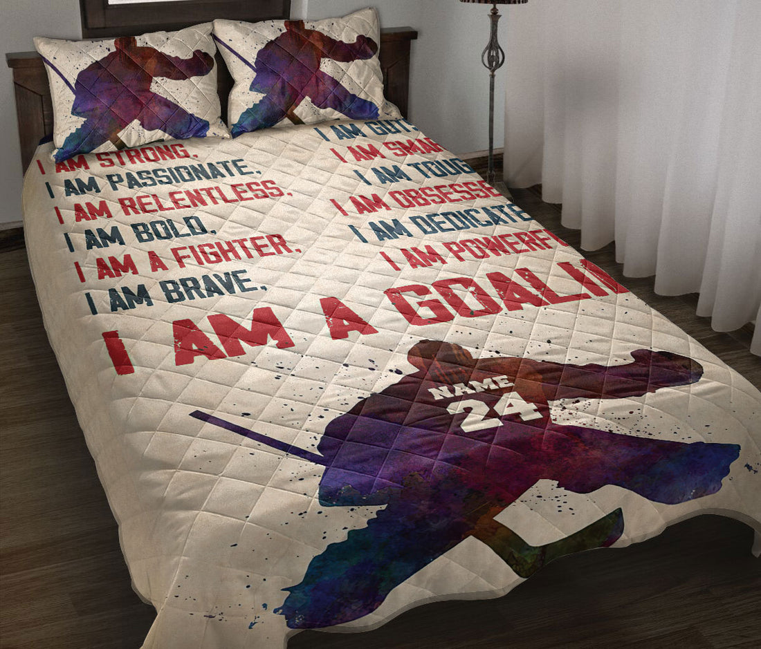 Ohaprints-Quilt-Bed-Set-Pillowcase-Hockey-Goalie-I-Strong-Boy-Player-Fan-Vintage-Custom-Personalized-Name-Number-Blanket-Bedspread-Bedding-3233-Throw (55'' x 60'')