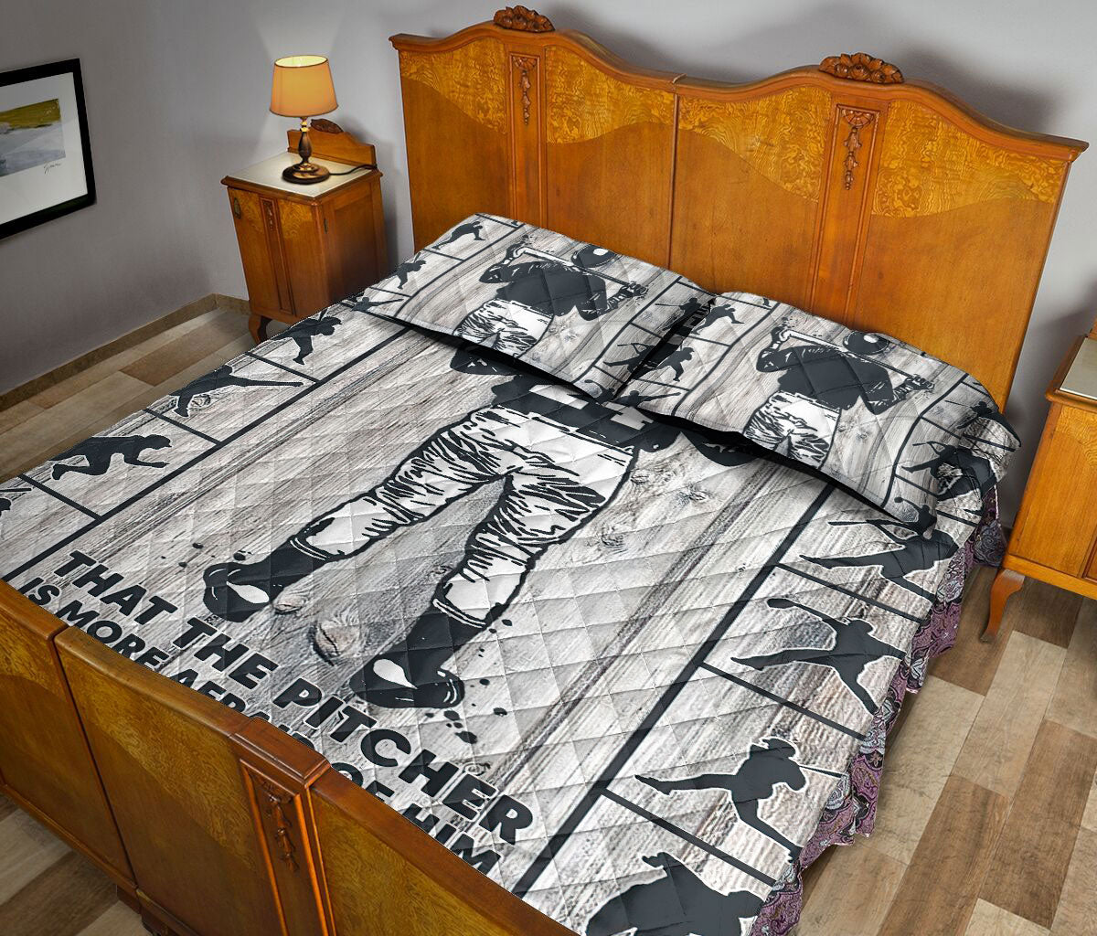 Ohaprints-Quilt-Bed-Set-Pillowcase-Baseball-Batter-Vinatge-Boy-Player-Fan-Idea-Custom-Personalized-Name-Number-Blanket-Bedspread-Bedding-3193-King (90'' x 100'')