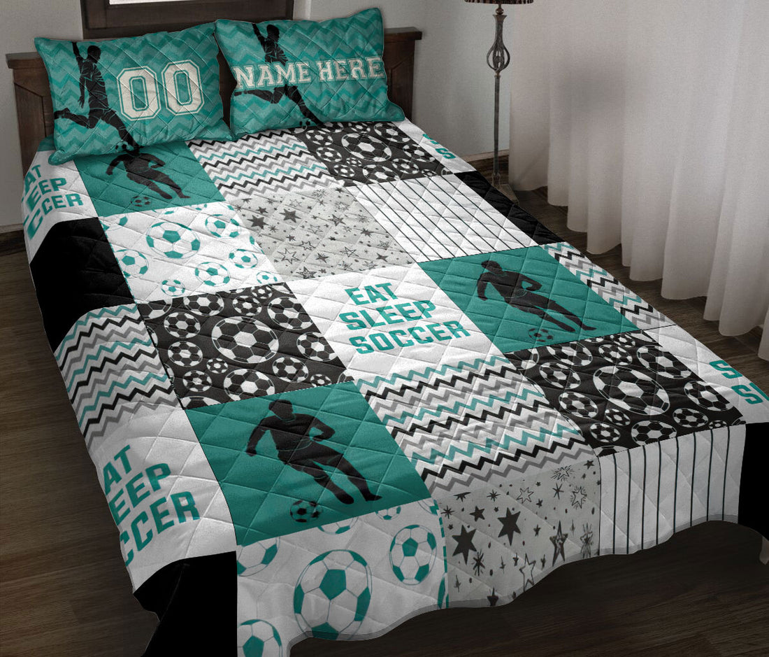 Ohaprints-Quilt-Bed-Set-Pillowcase-Eat-Sleep-Soccer-Boy-Player-Fan-Idea-Custom-Personalized-Name-Number-Blanket-Bedspread-Bedding-3372-Throw (55'' x 60'')