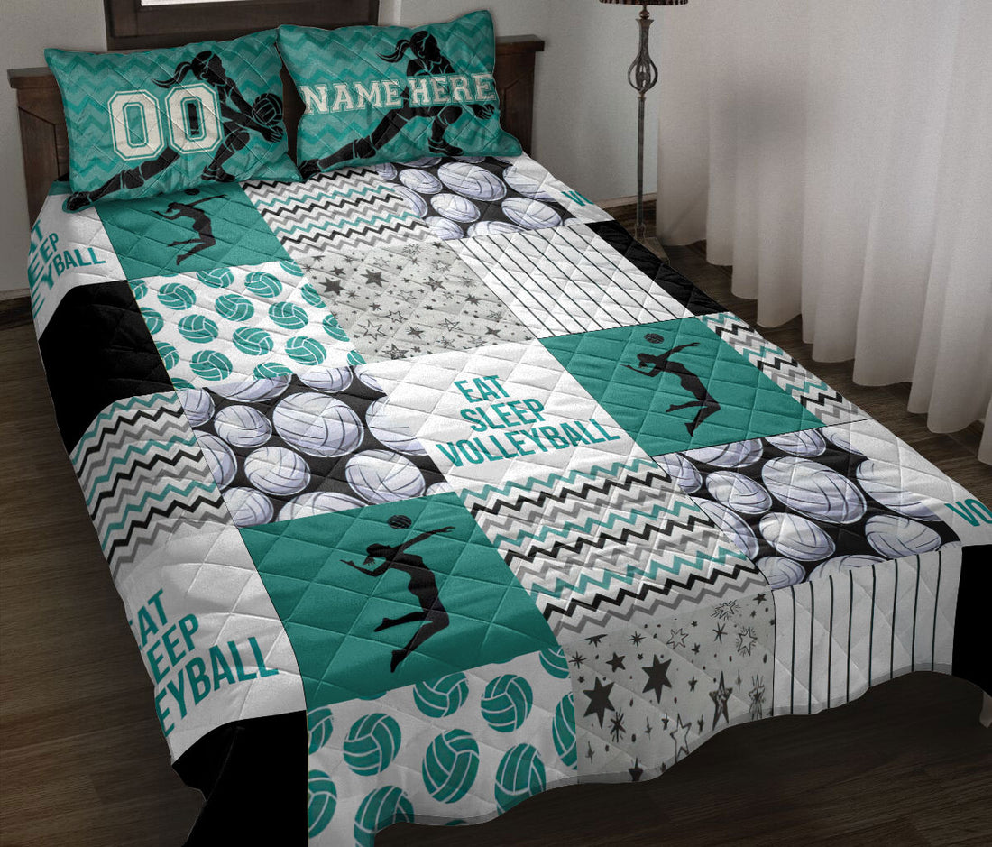 Ohaprints-Quilt-Bed-Set-Pillowcase-Eat-Sleep-Volleyball-Girl-Player-Fan-Custom-Personalized-Name-Number-Blanket-Bedspread-Bedding-3423-Throw (55'' x 60'')
