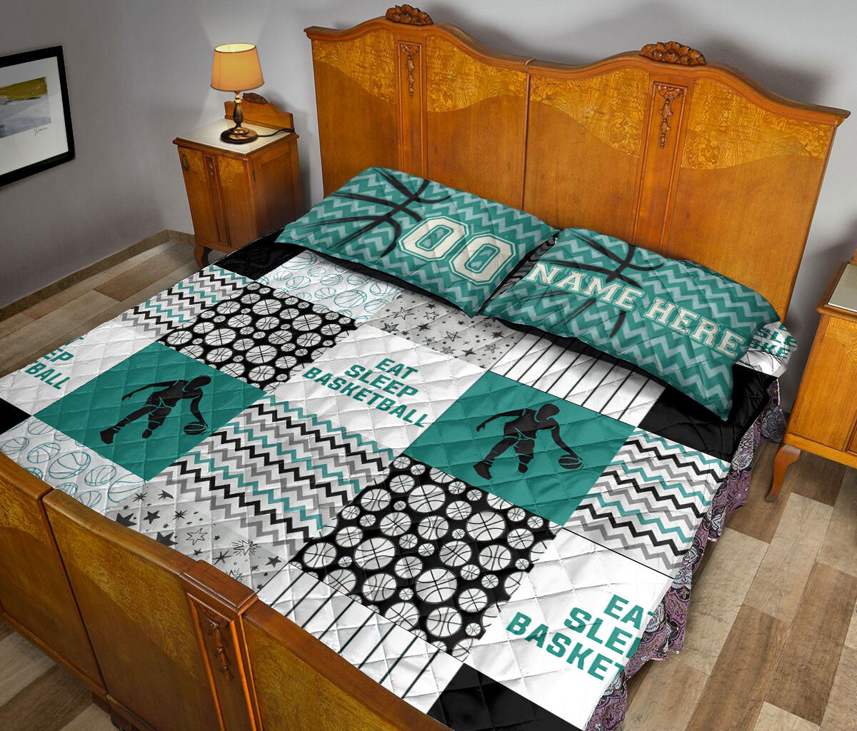 Ohaprints-Quilt-Bed-Set-Pillowcase-Eat-Sleep-Basketball-Boy-Player-Fan-Custom-Personalized-Name-Number-Blanket-Bedspread-Bedding-3399-King (90'' x 100'')