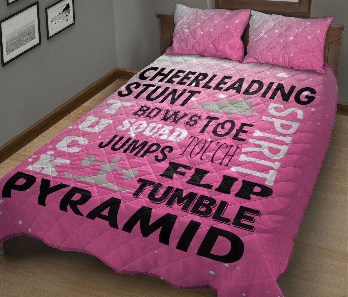 Ohaprints-Quilt-Bed-Set-Pillowcase-Cheerleading-Spirit-Tumble-Pyramid-Blanket-Bedspread-Bedding-1831-King (90'' x 100'')