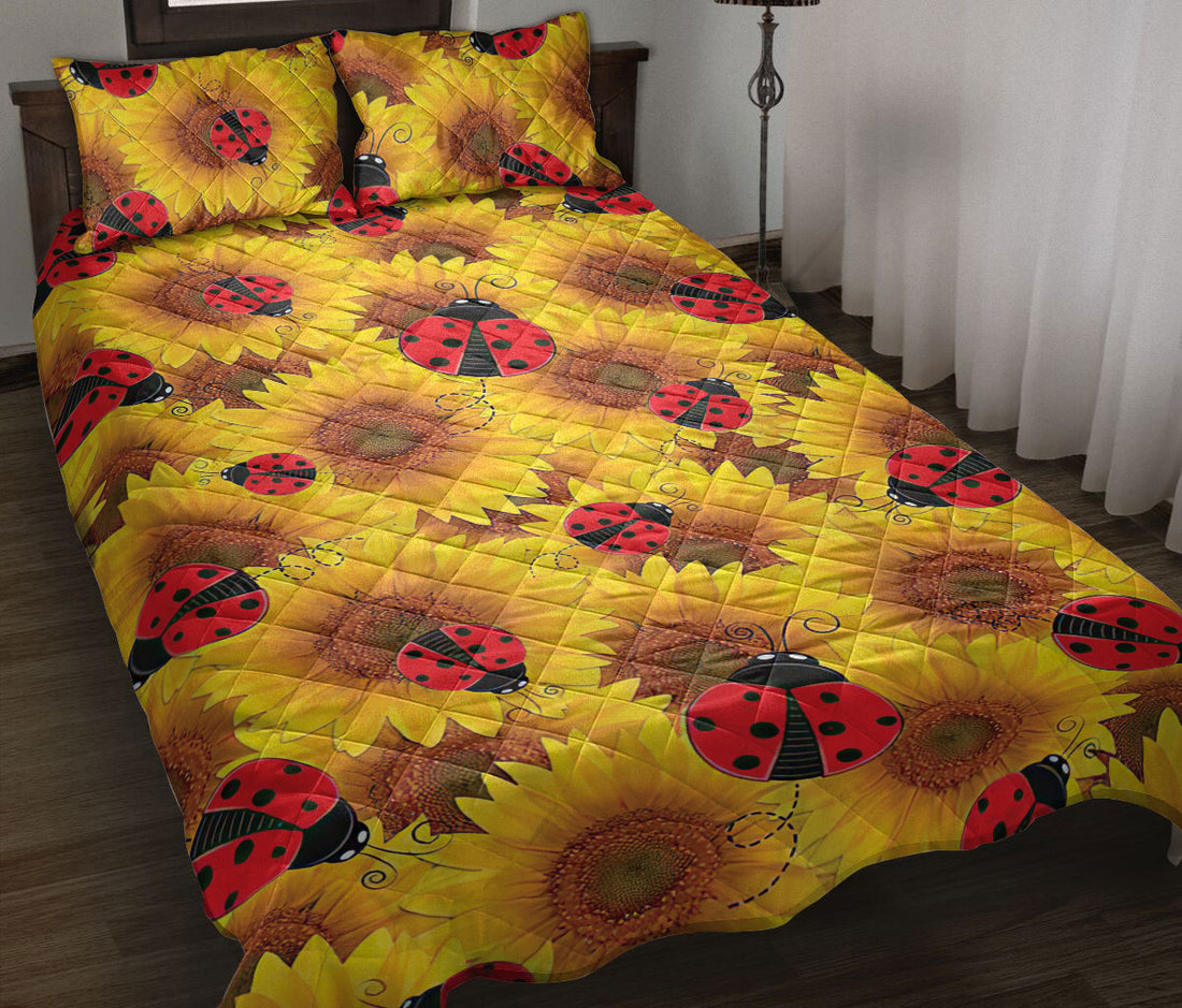 Ohaprints-Quilt-Bed-Set-Pillowcase-Sunflower-Lady-Bug-Decor-Plant-Things-Boho-Yellow-Bedroom-Decor-Vintage-Blanket-Bedspread-Bedding-1372-Throw (55'' x 60'')