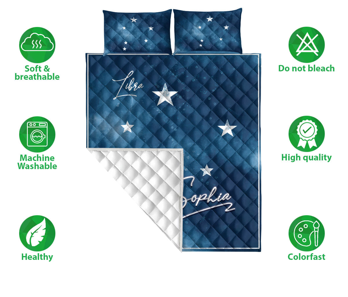 Ohaprints-Quilt-Bed-Set-Pillowcase-Libra-Zodiac-Sign-Astrology-Horoscopes-Celestrial-Custom-Personalized-Name-Blanket-Bedspread-Bedding-745-Double (70'' x 80'')