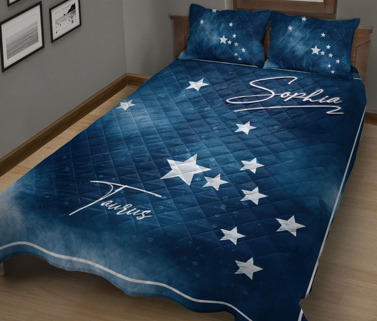 Ohaprints-Quilt-Bed-Set-Pillowcase-Taurus-Zodiac-Sign-Astrology-Horoscopes-Celestrial-Custom-Personalized-Name-Blanket-Bedspread-Bedding-1858-King (90'' x 100'')