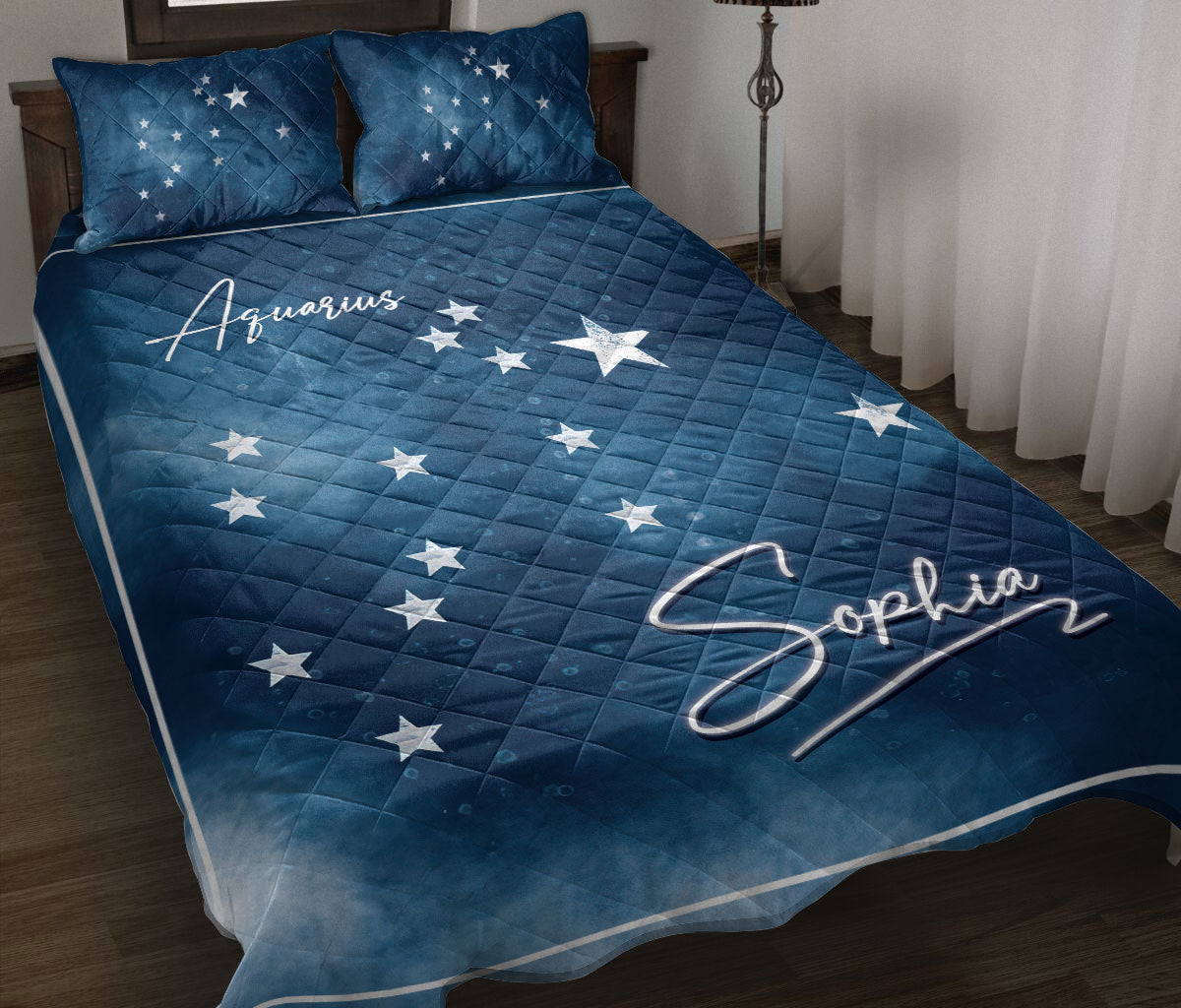 Ohaprints-Quilt-Bed-Set-Pillowcase-Aquarius-Zodiac-Sign-Astrology-Horoscopes-Custom-Personalized-Name-Blanket-Bedspread-Bedding-2417-Throw (55'' x 60'')