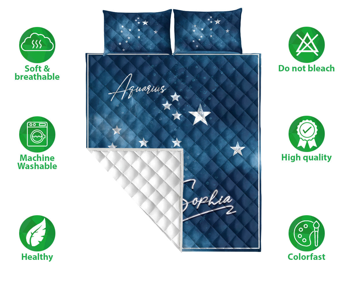 Ohaprints-Quilt-Bed-Set-Pillowcase-Aquarius-Zodiac-Sign-Astrology-Horoscopes-Custom-Personalized-Name-Blanket-Bedspread-Bedding-2417-Double (70'' x 80'')