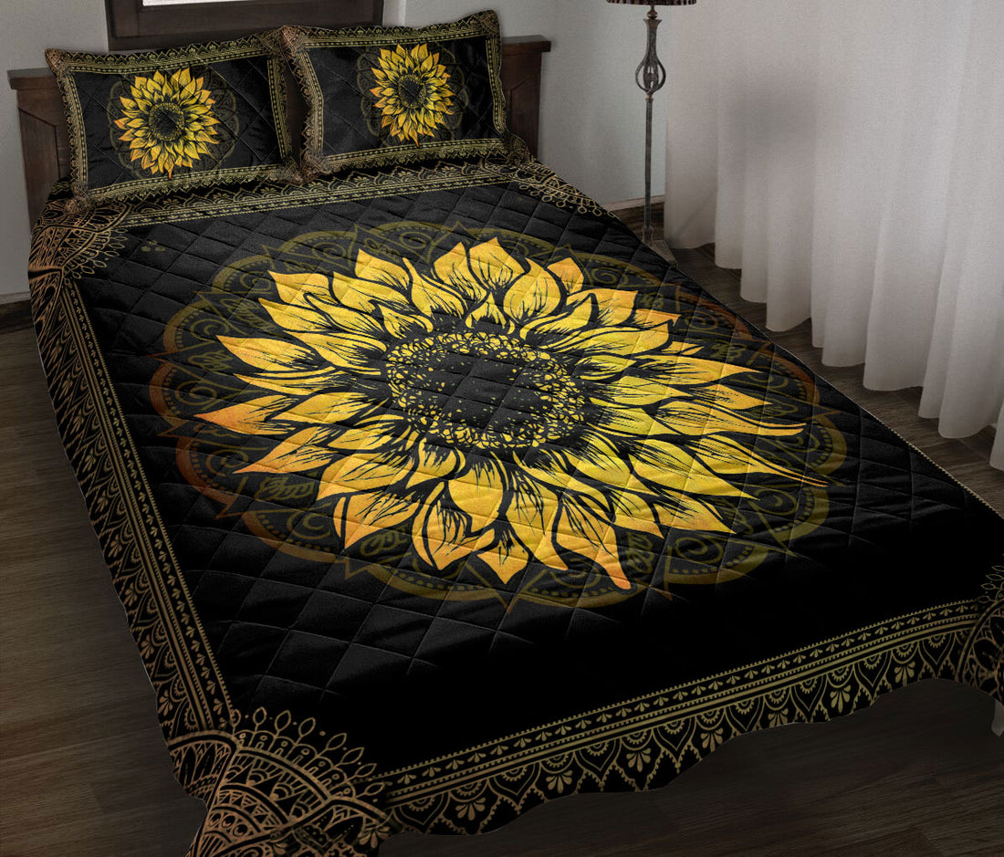 Ohaprints-Quilt-Bed-Set-Pillowcase-Yellow-Sunflower-Mandala-Vintage-Bedroom-Decor-Floral-Leaf-Blanket-Bedspread-Bedding-2436-Throw (55'' x 60'')