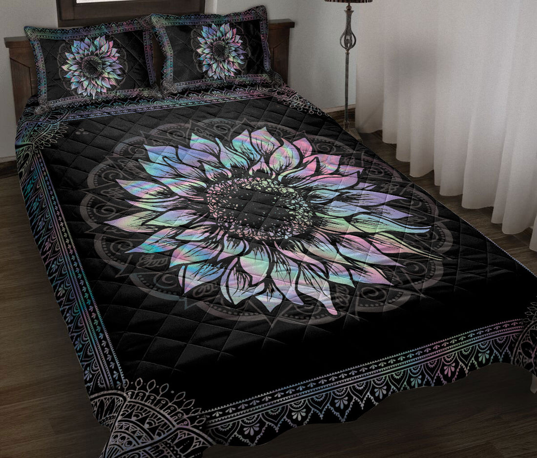 Ohaprints-Quilt-Bed-Set-Pillowcase-Hologram-Color-Sunflower-Mandala-Vintage-Bedroom-Decor-Floral-Leaf-Blanket-Bedspread-Bedding-191-Throw (55'' x 60'')