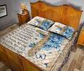 Ohaprints-Quilt-Bed-Set-Pillowcase-Christian-Religious-Jesus-Is-God-My-King-Blue-Flower-Cross-Butterfly-Blanket-Bedspread-Bedding-1459-Queen (80'' x 90'')