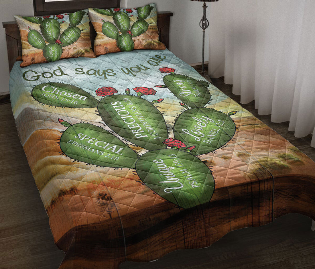 Ohaprints-Quilt-Bed-Set-Pillowcase-Cactus-Succa-God-Say-You-Are-Unique-Christian-Religious-Unique-Gift-Idea-Blanket-Bedspread-Bedding-2046-Throw (55'' x 60'')