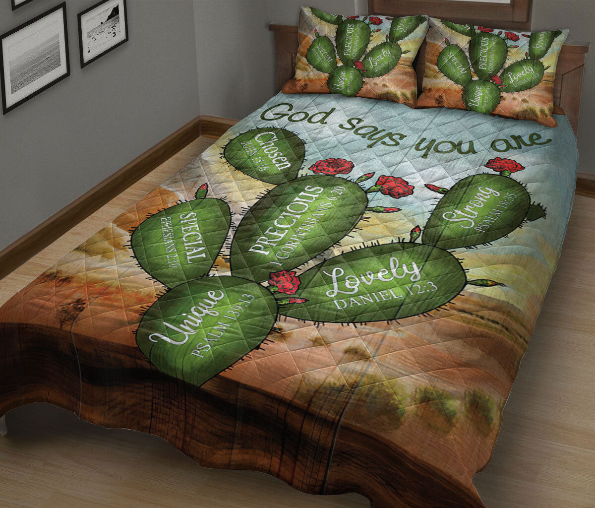 Ohaprints-Quilt-Bed-Set-Pillowcase-Cactus-Succa-God-Say-You-Are-Unique-Christian-Religious-Unique-Gift-Idea-Blanket-Bedspread-Bedding-2046-King (90'' x 100'')