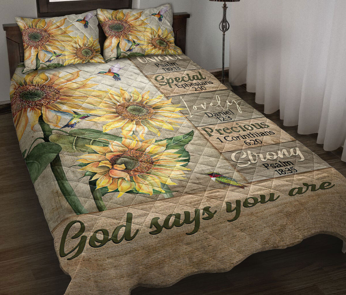 Ohaprints-Quilt-Bed-Set-Pillowcase-Hummingbird-Sunflower-Wood-Pattern-God-Says-You-Are-Christian-Gift-Idea-Blanket-Bedspread-Bedding-1464-Throw (55'' x 60'')