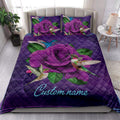 Ohaprints-Quilt-Bed-Set-Pillowcase-Purple-Rose-Hummingbird-Bird-Violet-Gift-Custom-Personalized-Name-Blanket-Bedspread-Bedding-3891-King (90'' x 100'')