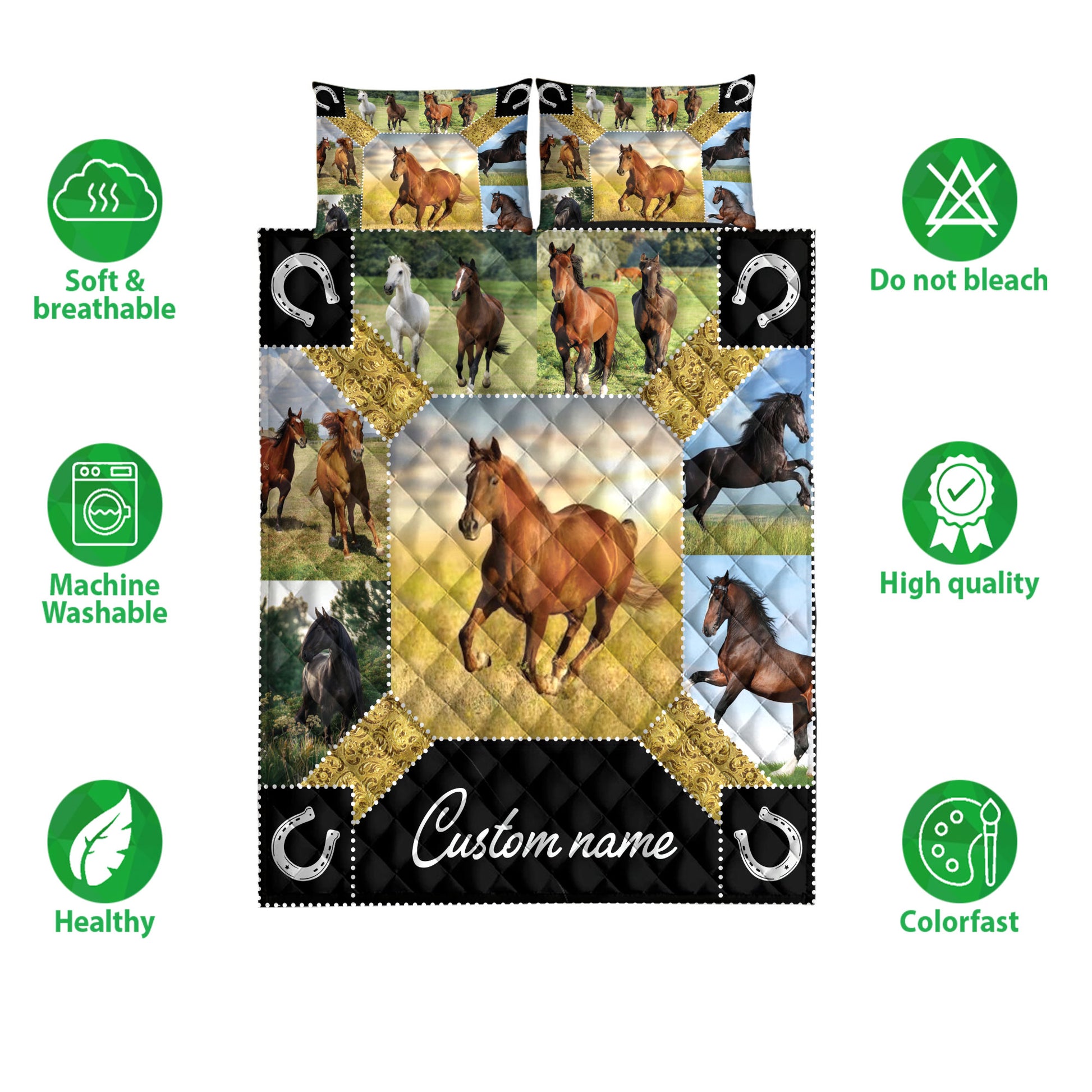 Ohaprints-Quilt-Bed-Set-Pillowcase-Horse-Farm-Animal-Farmer-Farmhouse-Idea-Custom-Personalized-Name-Blanket-Bedspread-Bedding-3896-Double (70'' x 80'')