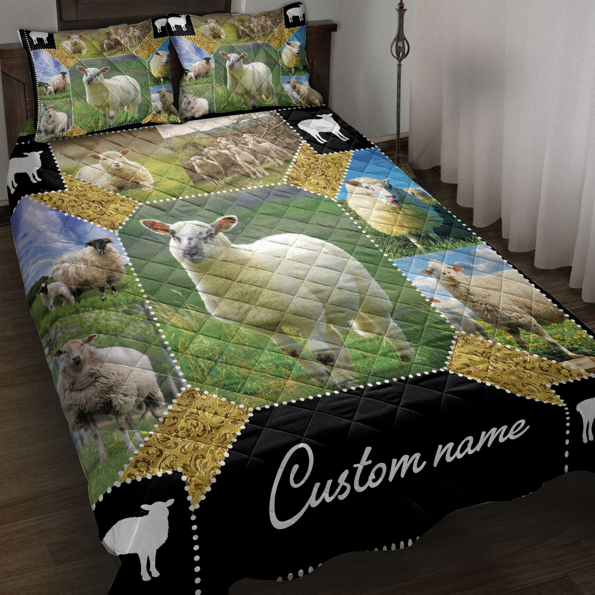 Ohaprints-Quilt-Bed-Set-Pillowcase-Sheep-Farm-Animal-Farmer-Farmhouse-Idea-Custom-Personalized-Name-Blanket-Bedspread-Bedding-3899-Throw (55'' x 60'')