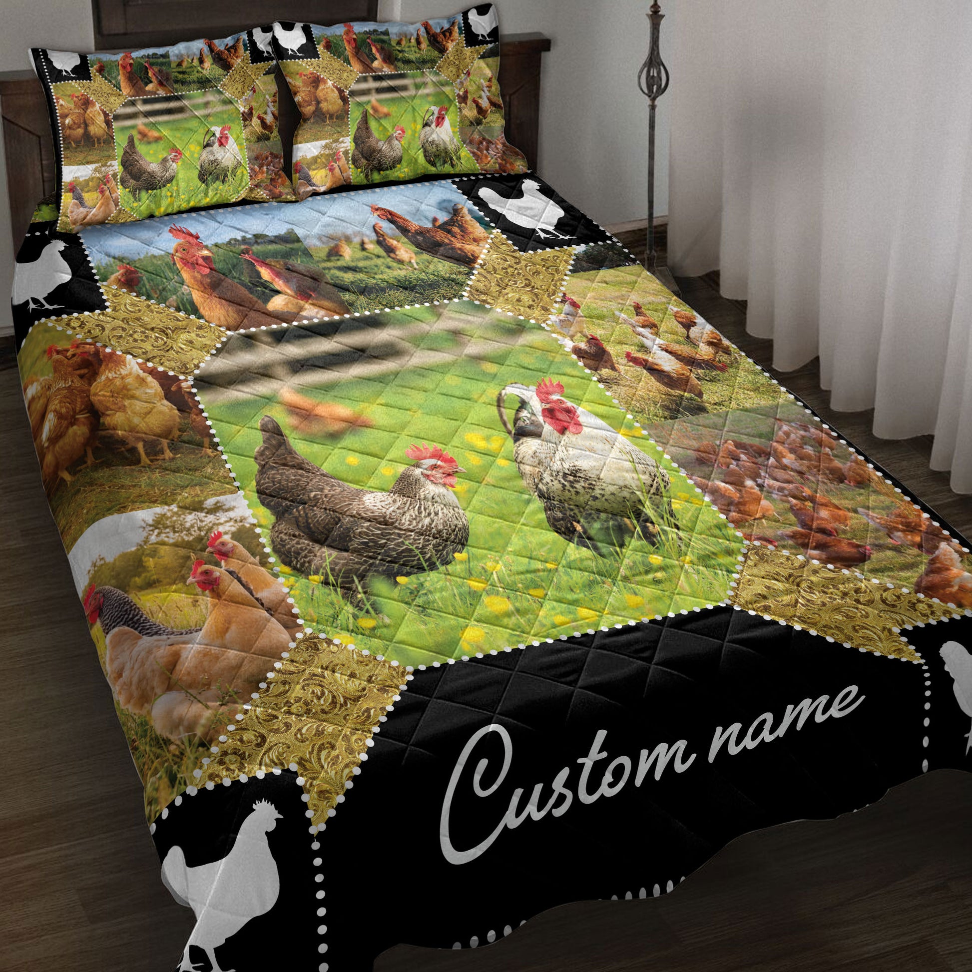 Ohaprints-Quilt-Bed-Set-Pillowcase-Chicken-Farm-Animal-Farmer-Farmhouse-Idea-Custom-Personalized-Name-Blanket-Bedspread-Bedding-3900-Throw (55'' x 60'')