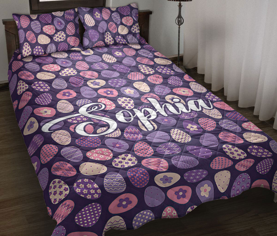 Ohaprints-Quilt-Bed-Set-Pillowcase-Purple-Sugar-Egg-Seasonal-Idea-Custom-Personalized-Name-Blanket-Bedspread-Bedding-2475-Throw (55'' x 60'')