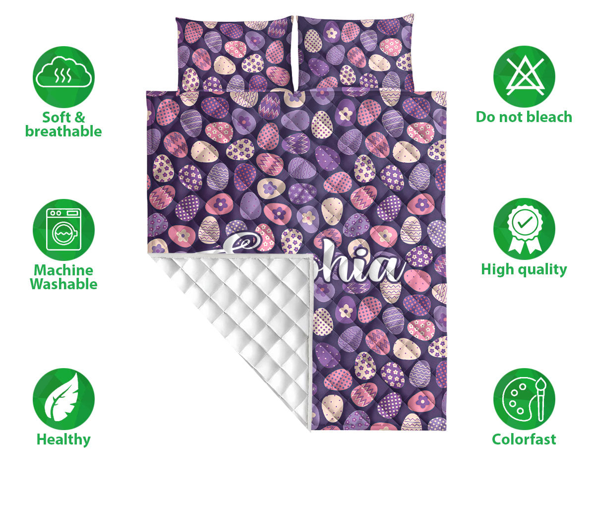 Ohaprints-Quilt-Bed-Set-Pillowcase-Purple-Sugar-Egg-Seasonal-Idea-Custom-Personalized-Name-Blanket-Bedspread-Bedding-2475-Double (70'' x 80'')