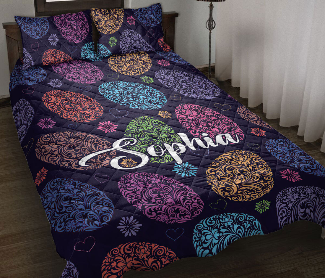 Ohaprints-Quilt-Bed-Set-Pillowcase-Colorful-Sugar-Egg-Flower-Idea-Custom-Personalized-Name-Blanket-Bedspread-Bedding-718-Throw (55'' x 60'')