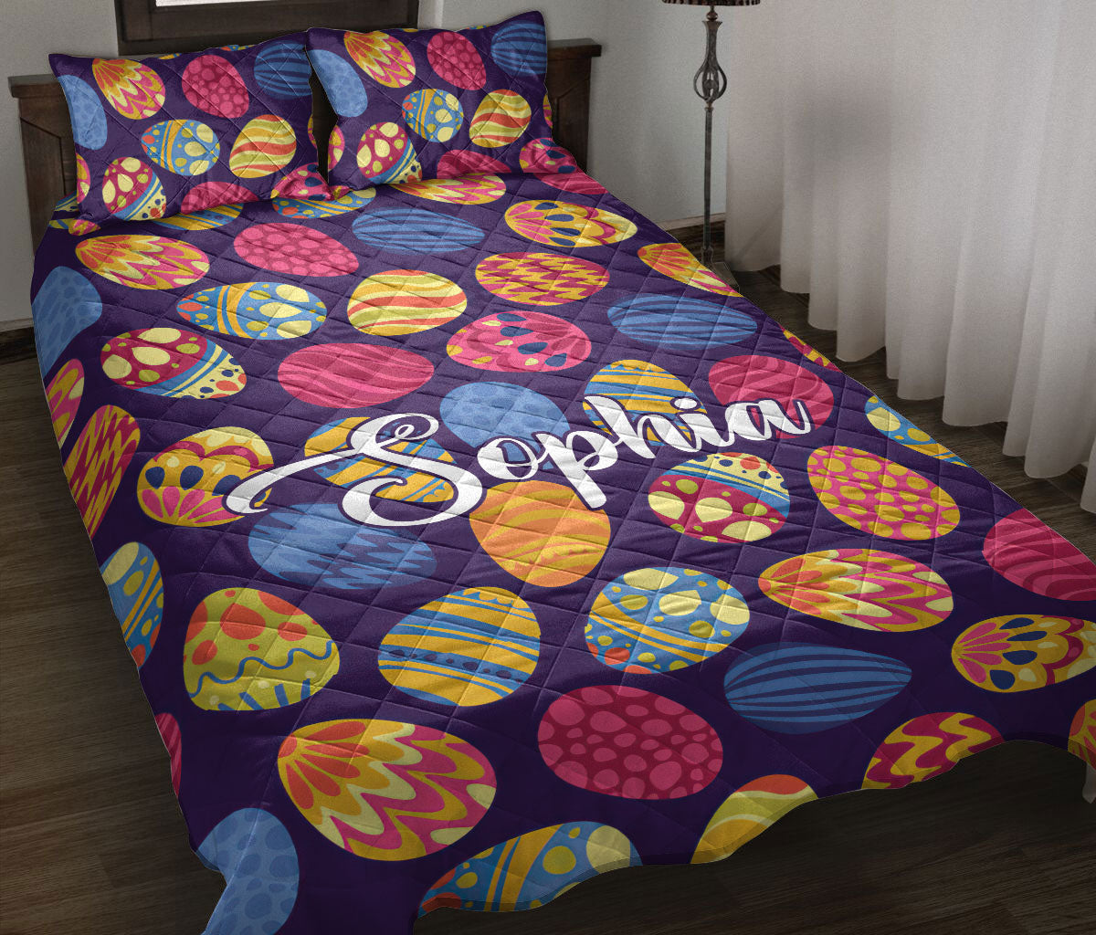 Ohaprints-Quilt-Bed-Set-Pillowcase-Sugar-Egg-Colorful-Holiday-Idea-Custom-Personalized-Name-Blanket-Bedspread-Bedding-1954-Throw (55'' x 60'')