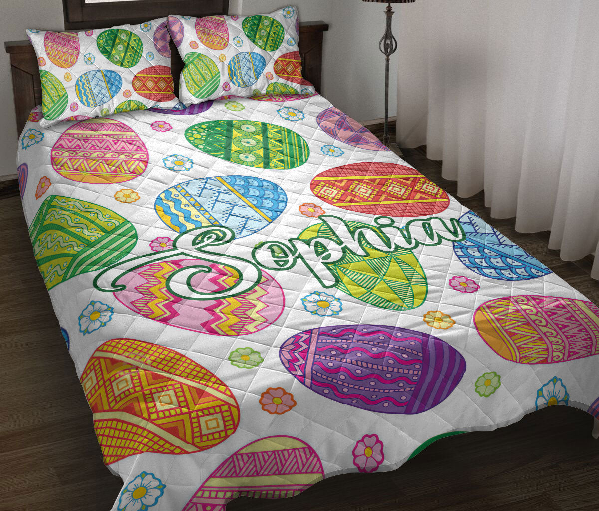 Ohaprints-Quilt-Bed-Set-Pillowcase-Colorful-Sugar-Egg-Seasonal-Farm-Custom-Personalized-Name-Blanket-Bedspread-Bedding-2545-Throw (55'' x 60'')