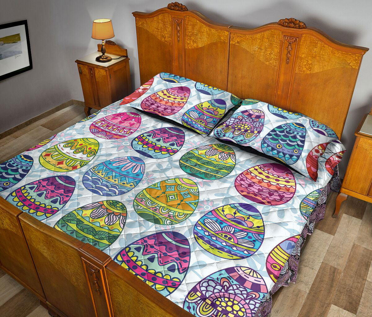 Ohaprints-Quilt-Bed-Set-Pillowcase-Flower-Sugar-Egg-Seasonal-Holiday-Gift-Idea-Farm-Blanket-Bedspread-Bedding-2424-Queen (80'' x 90'')