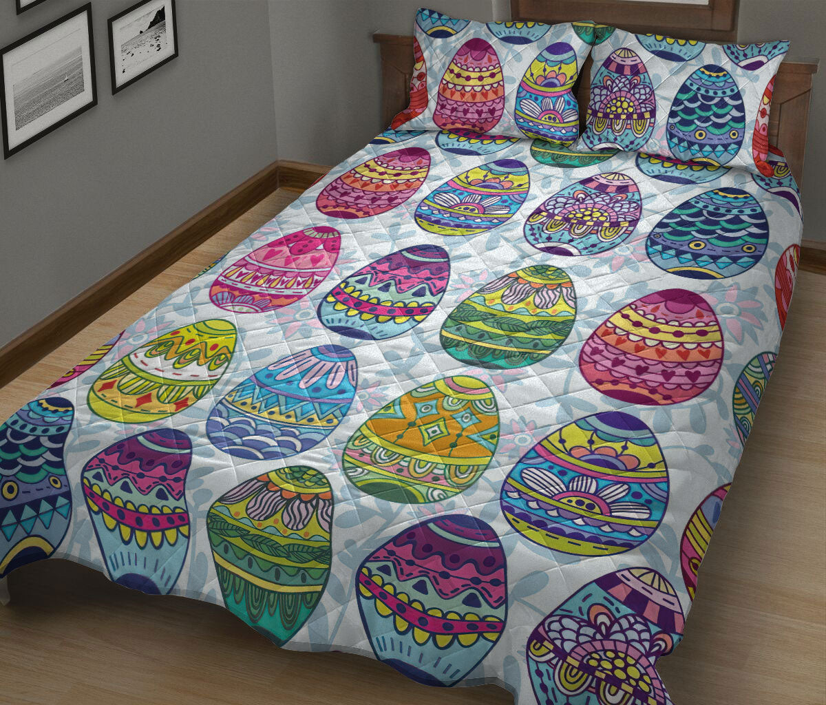 Ohaprints-Quilt-Bed-Set-Pillowcase-Flower-Sugar-Egg-Seasonal-Holiday-Gift-Idea-Farm-Blanket-Bedspread-Bedding-2424-King (90'' x 100'')