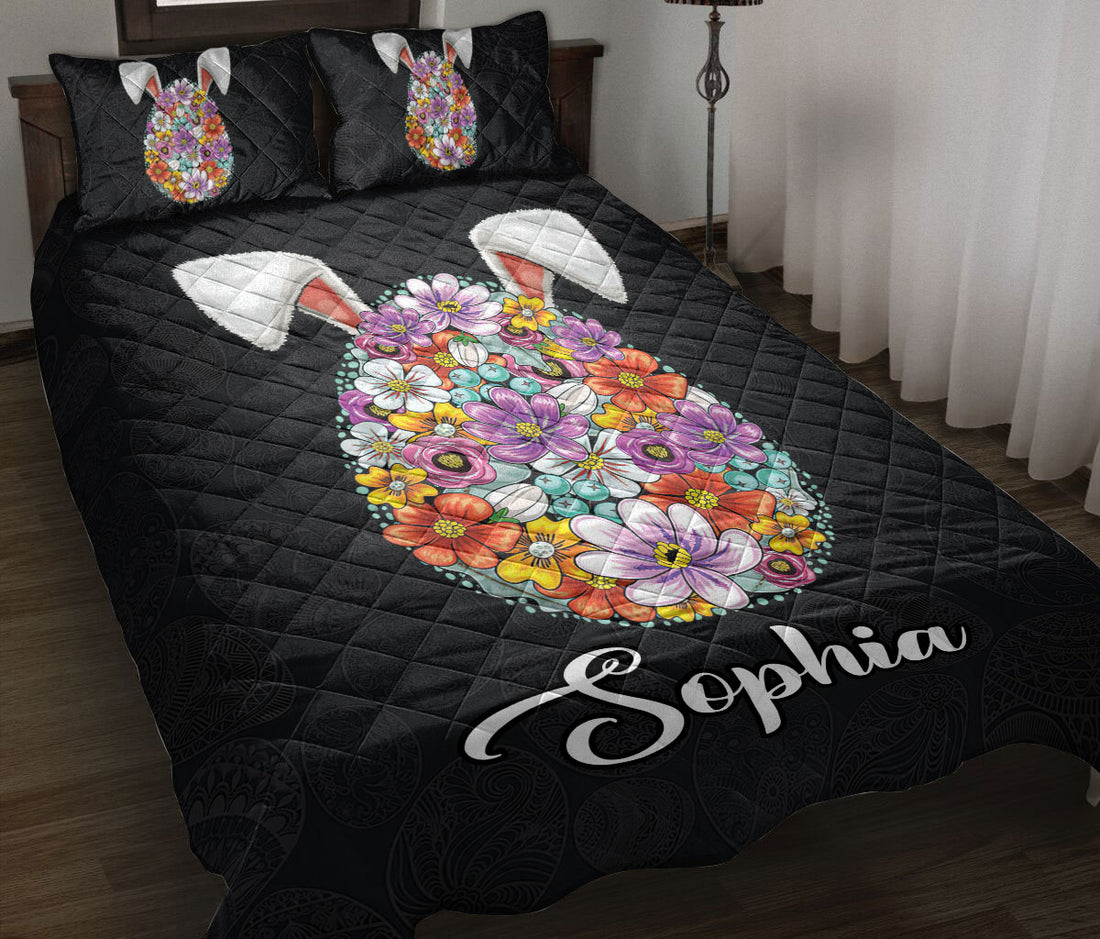 Ohaprints-Quilt-Bed-Set-Pillowcase-Floral-Sugar-Egg-Rabbit-Spring-Custom-Personalized-Name-Blanket-Bedspread-Bedding-1821-Throw (55'' x 60'')