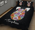 Ohaprints-Quilt-Bed-Set-Pillowcase-Floral-Sugar-Egg-Rabbit-Spring-Custom-Personalized-Name-Blanket-Bedspread-Bedding-1821-King (90'' x 100'')