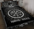 Ohaprints-Quilt-Bed-Set-Pillowcase-Viking-Vegvisir-Runic-Rune-Pattern-Black-Norse-Nordic-Custom-Personalized-Name-Blanket-Bedspread-Bedding-1313-Throw (55'' x 60'')