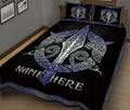 Ohaprints-Quilt-Bed-Set-Pillowcase-Viking-Raven-Odin'S-Spear-Gungnir-Norse-Nordic-Black-Custom-Personalized-Name-Blanket-Bedspread-Bedding-1085-King (90'' x 100'')