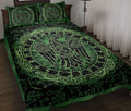 Ohaprints-Quilt-Bed-Set-Pillowcase-Raven-Rune-Viking-Huginn-Muninn-Norse-Nordic-Mythology-Black-Green-Blanket-Bedspread-Bedding-1668-Throw (55'' x 60'')