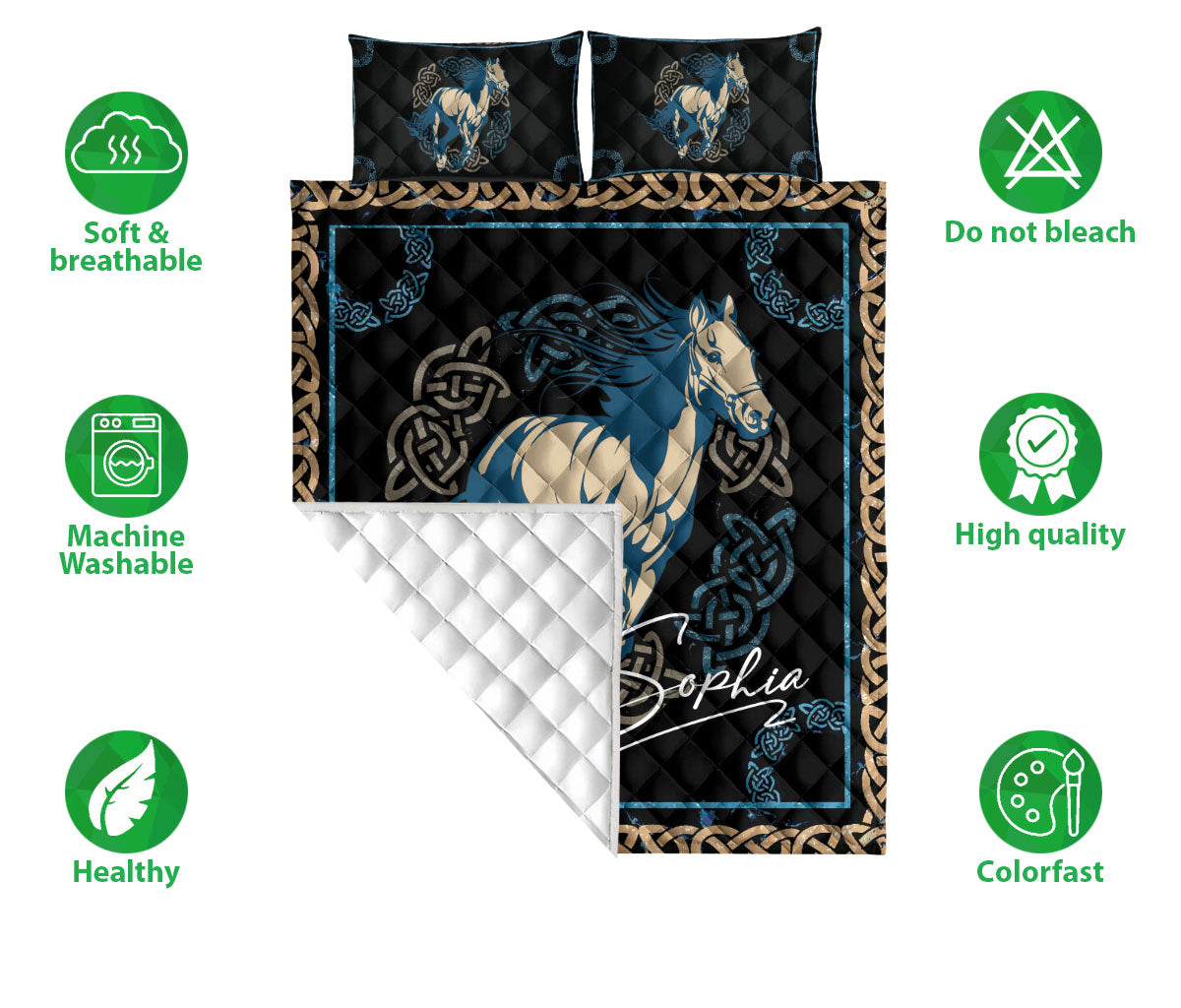 Ohaprints-Quilt-Bed-Set-Pillowcase-Horse-Farm-Animal-Farmhouse-Viking-Bedroom-Decor-Custom-Personalized-Name-Blanket-Bedspread-Bedding-1911-Double (70'' x 80'')