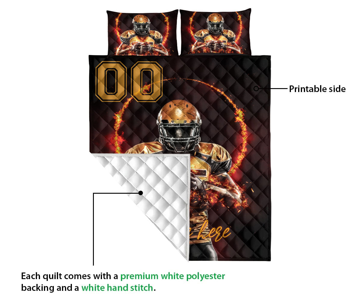 Ohaprints-Quilt-Bed-Set-Pillowcase-3D-Print-American-Football-Player-Boy-Gift-Custom-Personalized-Name-Number-Blanket-Bedspread-Bedding-3159-Queen (80'' x 90'')