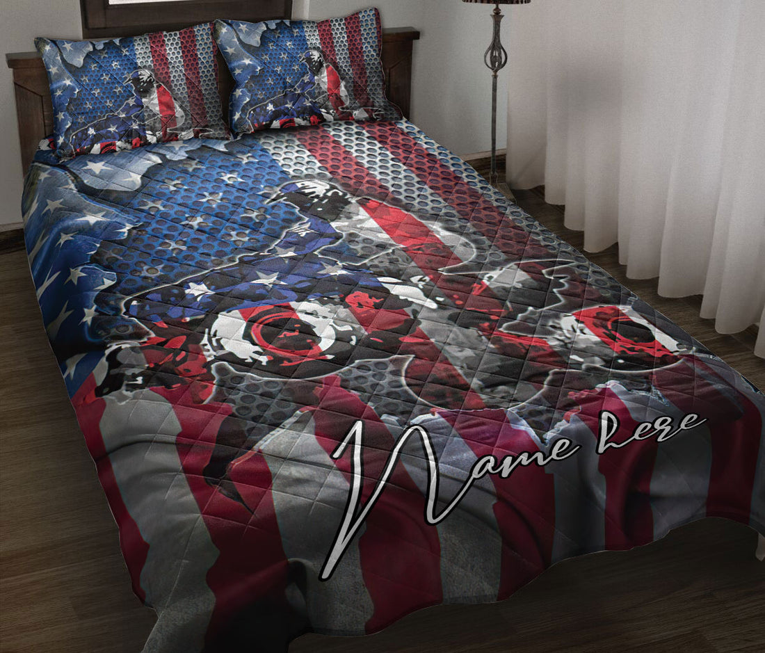 Ohaprints-Quilt-Bed-Set-Pillowcase-Us-Flag-Motorbike-Motorcycle-Motocross-Custom-Personalized-Name-Blanket-Bedspread-Bedding-3457-Throw (55'' x 60'')