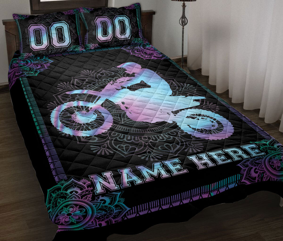 Ohaprints-Quilt-Bed-Set-Pillowcase-Mandala-Motorcycle-Motocross-Custom-Personalized-Name-Number-Blanket-Bedspread-Bedding-3458-Throw (55'' x 60'')