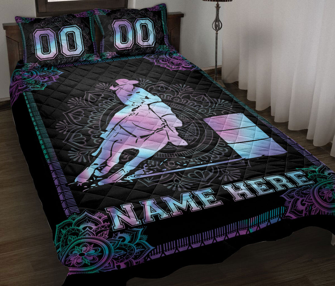 Ohaprints-Quilt-Bed-Set-Pillowcase-Hologram-Mandala-Barrel-Racing-Girl-Custom-Personalized-Name-Number-Blanket-Bedspread-Bedding-3467-Throw (55'' x 60'')