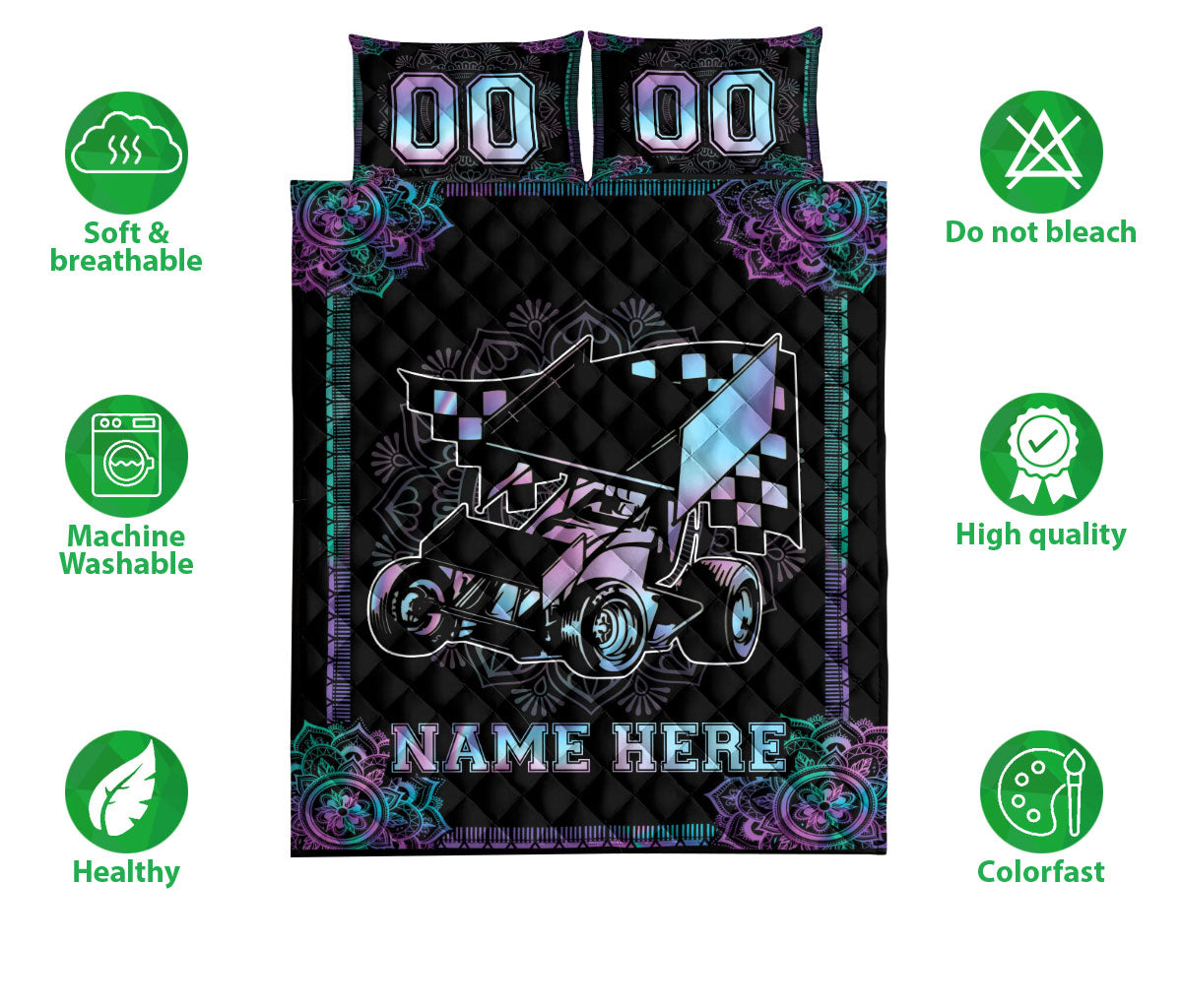 Ohaprints-Quilt-Bed-Set-Pillowcase-Dirt-Track-Racing-Qbs-Parent1-Custom-Personalized-Name-Number-Blanket-Bedspread-Bedding-3465-Double (70'' x 80'')