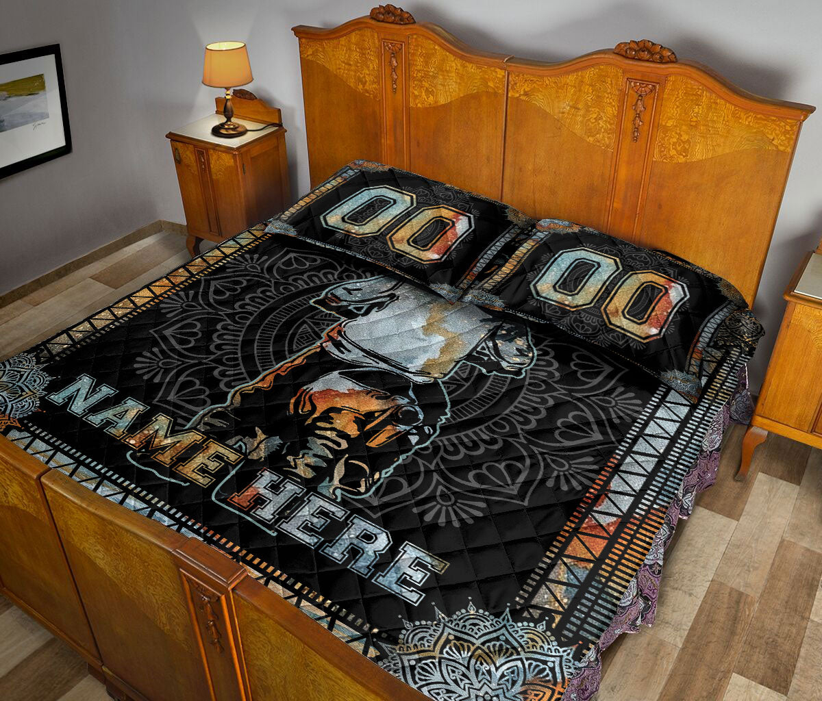 Ohaprints-Quilt-Bed-Set-Pillowcase-Motocross-Mandala-Motorcycle-Racing-Custom-Personalized-Name-Number-Blanket-Bedspread-Bedding-3463-King (90'' x 100'')