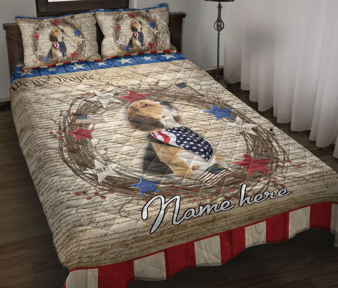 Ohaprints-Quilt-Bed-Set-Pillowcase-Beagle-Vintage-Animal-Pet-Dog-We-The-People-Patriotic-Custom-Personalized-Name-Blanket-Bedspread-Bedding-1971-Throw (55'' x 60'')