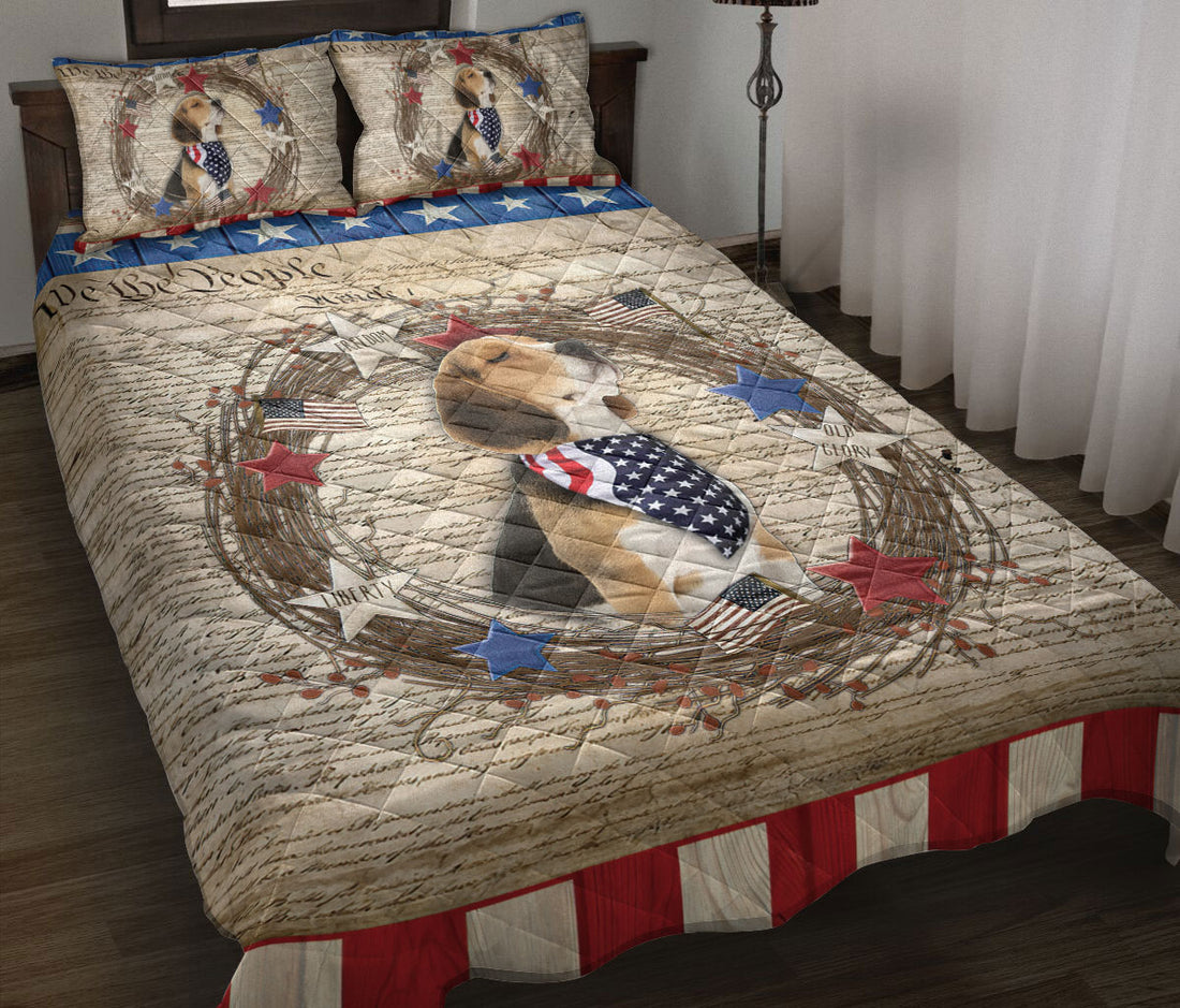 Ohaprints-Quilt-Bed-Set-Pillowcase-Beagle-Vintage-Animal-Pet-Dog-We-The-People-Patriotic-Blanket-Bedspread-Bedding-1897-Throw (55'' x 60'')